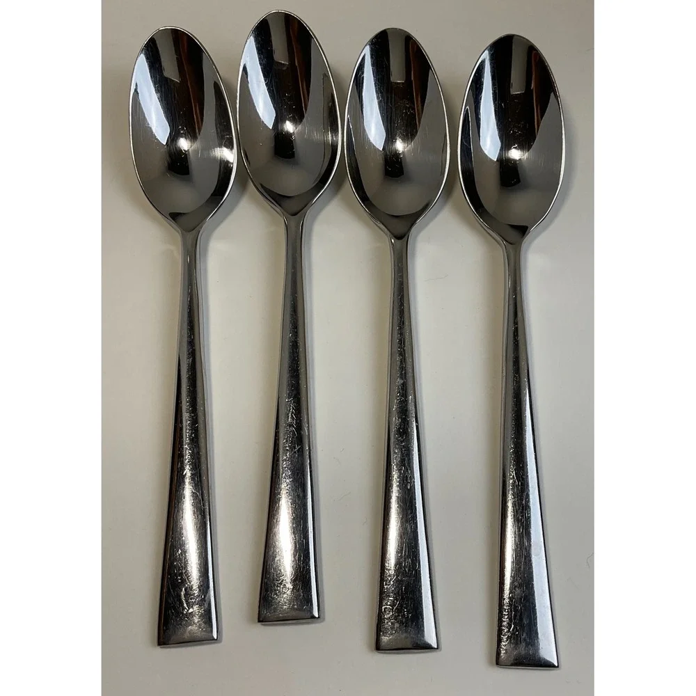 Yamazaki Lerner Float Stainless Oval Soup Spoons Set of 4 Silver Flat  7.5in